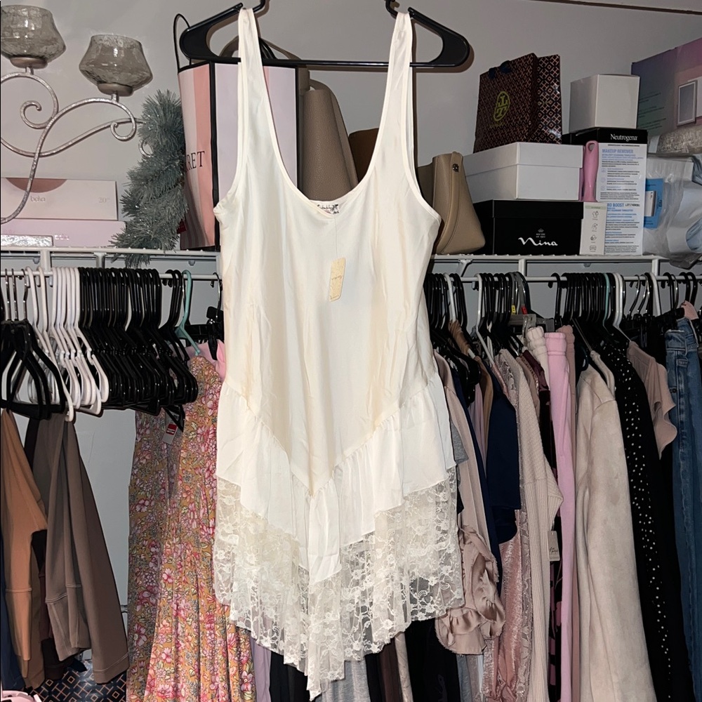 Free People Cream Lace Mini Dress